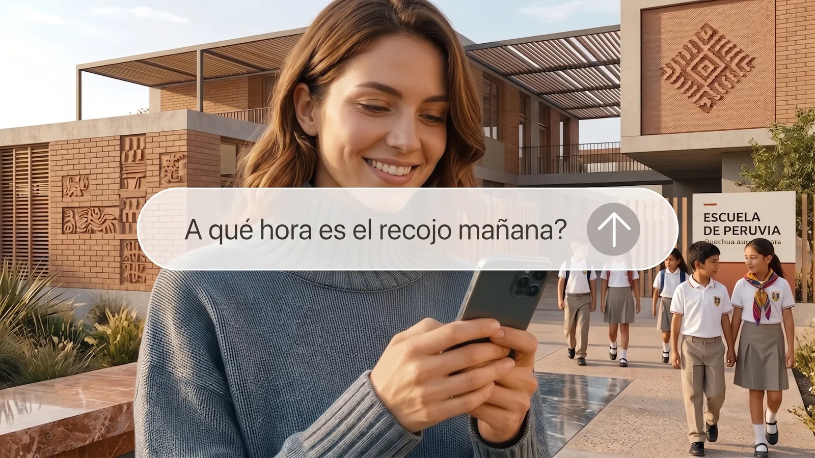 Una madre consulta por WhatsApp la hora de recojo y recibe la respuesta automática de eboot®